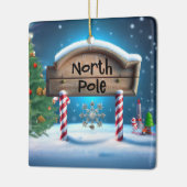 Candy And Wooden Christmas Sign セラミックオーナメント (左)