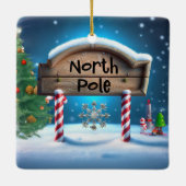 Candy And Wooden Christmas Sign セラミックオーナメント (裏面)