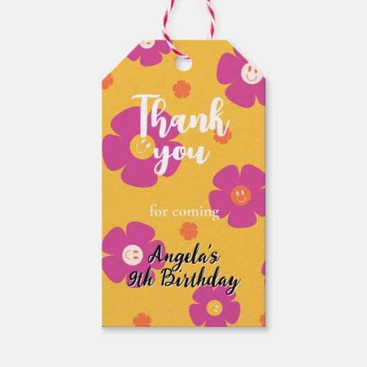 Candy bag labels for Daisy Rainbow birthday  ギフトタグ (正面)