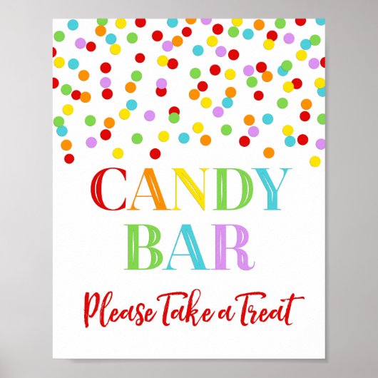 Candy Bar Sign Rainbow Confetti ポスター (正面)