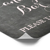 Candy Bar Wedding Sign Pink Watercolor Chalkboard ポスター (角)