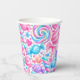 Candy Birthday Watercolor Lollipop Sweet Shop 紙コップ