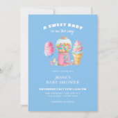 Candy Blue A Sweet Baby Shower is on the way  招待状 (正面)