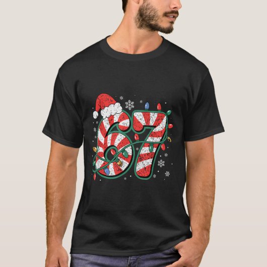 Candy Cane 67 Funny Christmas 67 Six Seven Candy C Tシャツ (正面)