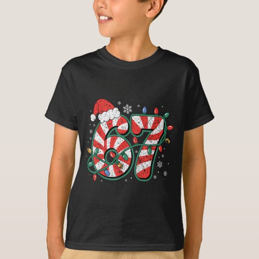 Candy Cane 67 Funny Christmas 67 Six Seven Candy C Tシャツ (正面)