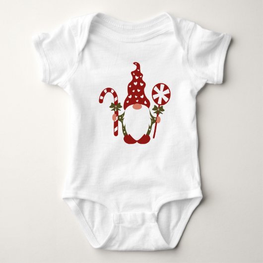 Candy Cane and Loliop Baby's Christmas Tshirt ベビーボディスーツ (正面)