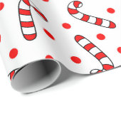 Candy Cane and Polka Dot Christmas Pattern ラッピングペーパー (ロールコーナー)