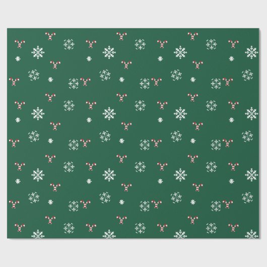 Candy Cane and Snowflakes Wrapping Paper ラッピングペーパー (フラット)