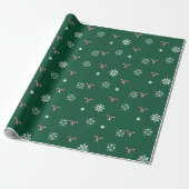 Candy Cane and Snowflakes Wrapping Paper ラッピングペーパー (アンロールド)