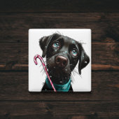 Candy Cane Black Dog Christmas Magnet マグネット