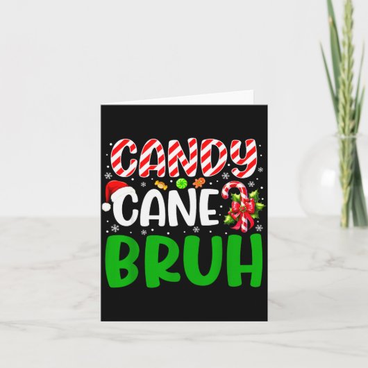 Candy Cane Bruh Funny Christmas Family Matching Xm カード (正面)