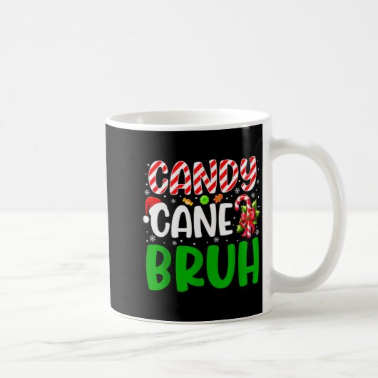 Candy Cane Bruh Funny Christmas Family Matching Xm コーヒーマグカップ (右)