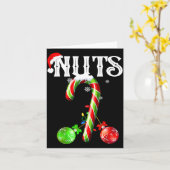 Candy Cane Chest Nuts Couples Funny Chestnuts Xmas カード (黄色い花)