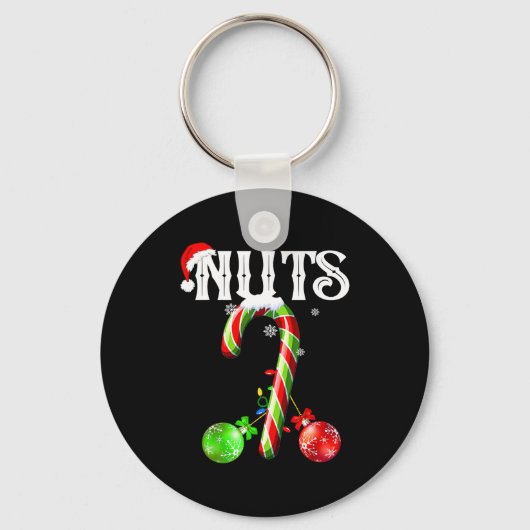 Candy Cane Chest Nuts Couples Funny Chestnuts Xmas キーホルダー (正面)