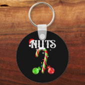 Candy Cane Chest Nuts Couples Funny Chestnuts Xmas キーホルダー (正面)
