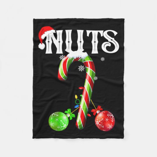 Candy Cane Chest Nuts Couples Funny Chestnuts Xmas フリースブランケット (正面)