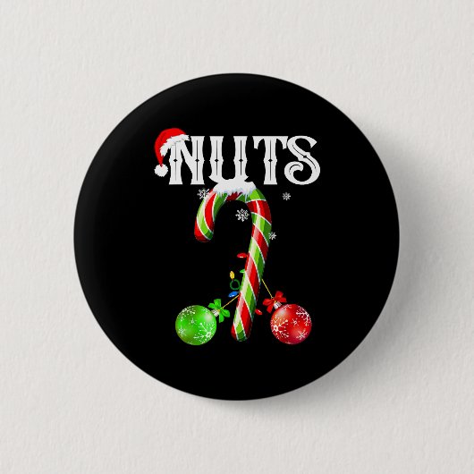Candy Cane Chest Nuts Couples Funny Chestnuts Xmas 缶バッジ (正面)