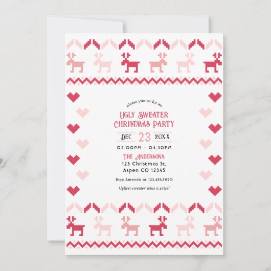 Candy Cane Chic Ugly Sweater Christmas Party 招待状 (正面)