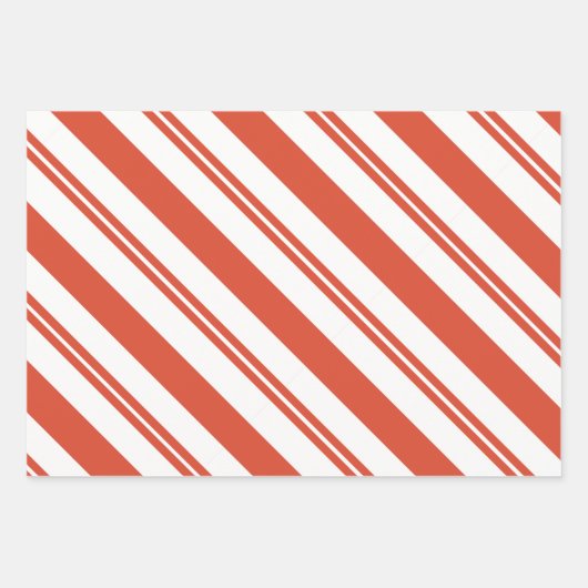 Candy Cane Chorus Diagonal Flat Sheet Set of 3 ラッピングペーパーシート (正面)