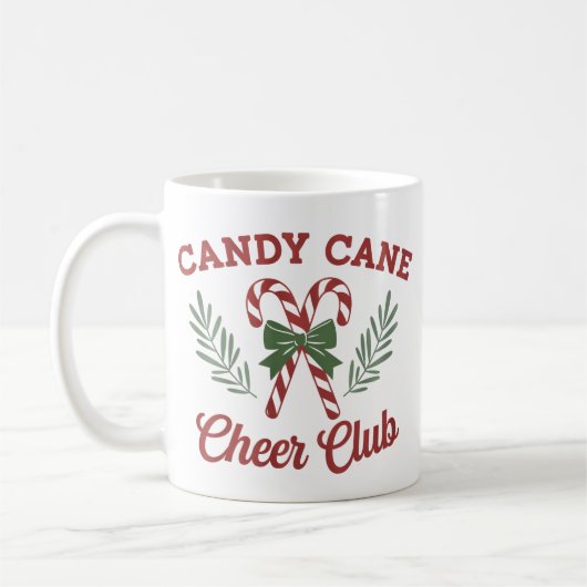 Candy Cane Christmas Cheer Club Coquette Matching  コーヒーマグカップ (左)