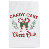 Candy Cane Christmas Cheer Club Coquette Matching  ミディアムペーパーバッグ (正面)