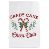 Candy Cane Christmas Cheer Club Coquette Matching  ミディアムペーパーバッグ (裏面)