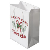 Candy Cane Christmas Cheer Club Coquette Matching  ミディアムペーパーバッグ (裏面アングル)
