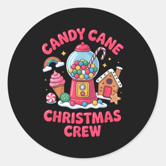 Candy Cane Christmas Crew Gumball Gingerbread Pepp ラウンドシール (正面)