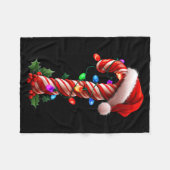 Candy Cane Christmas Design Boys Girls Kids Adults フリースブランケット (正面(横))
