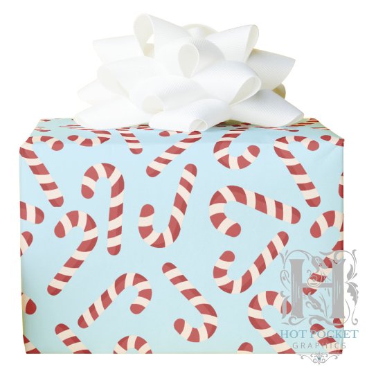 Candy Cane Christmas Gift Wrapping Paper - Blue ラッピングペーパー