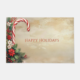 Candy Cane Christmas Holiday Doormat ドアマット
