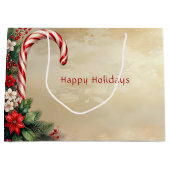 Candy Cane Christmas Holiday Gift Bag ラージペーパーバッグ (正面)