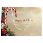 Candy Cane Christmas Holiday Gift Bag ラージペーパーバッグ (裏面)