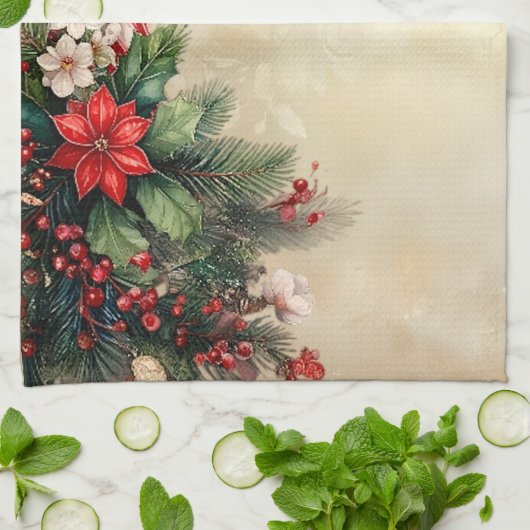 Candy Cane Christmas Holiday Kitchen Towel キッチンタオル (折り畳み)