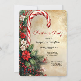 Candy Cane Christmas Holiday Party Invitation 招待状