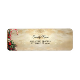 Candy Cane Christmas Holiday Return Address Label ラベル