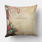 Candy Cane Christmas Holiday Throw Pillow クッション (裏面)