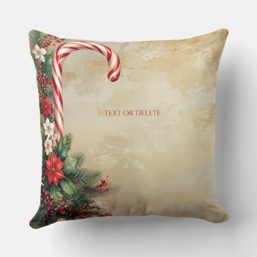 Candy Cane Christmas Holiday Throw Pillow クッション (裏面)