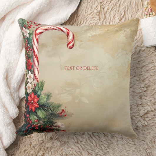 Candy Cane Christmas Holiday Throw Pillow クッション (ブランケット)