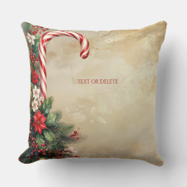 Candy Cane Christmas Holiday Throw Pillow クッション