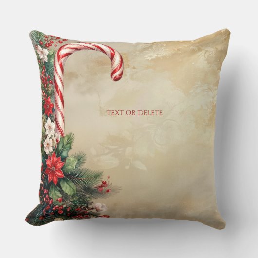 Candy Cane Christmas Holiday Throw Pillow クッション (正面)