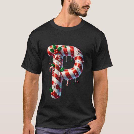 Candy Cane Christmas Letter P Tシャツ (正面)