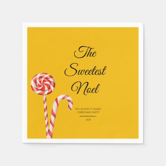 Candy Cane Christmas Paper Napkins | Party Decor スタンダードカクテルナプキン (正面)
