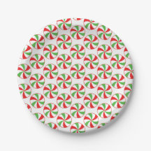 Candy Cane Christmas Party Paper Plates