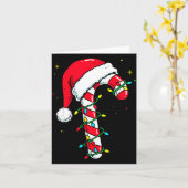 Candy Cane Christmas Shirt Santa Hat Family Matchi カード (黄色い花)