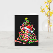 Candy Cane Christmas Tree Lights Santa  カード (黄色い花)