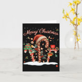 Candy Cane Crew Christmas Elf Hat Santa Holiday De カード (黄色い花)