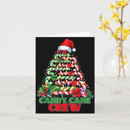 Candy Cane Crew Christmas Funny Xmas Matching Fami カード (黄色い花)