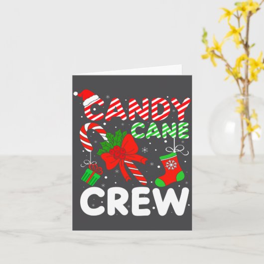 Candy Cane Crew Christmas Funny Xmas Matching Fami カード (黄色い花)