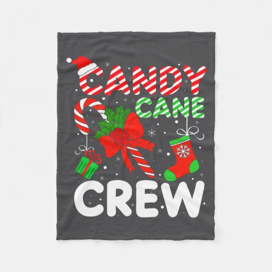 Candy Cane Crew Christmas Funny Xmas Matching Fami フリースブランケット (正面)